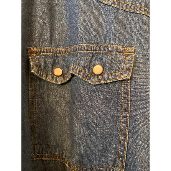 Dark Denim Guide Gear Western Pearl Snap Button Up Shirt Size Large - Picture 2 of 7